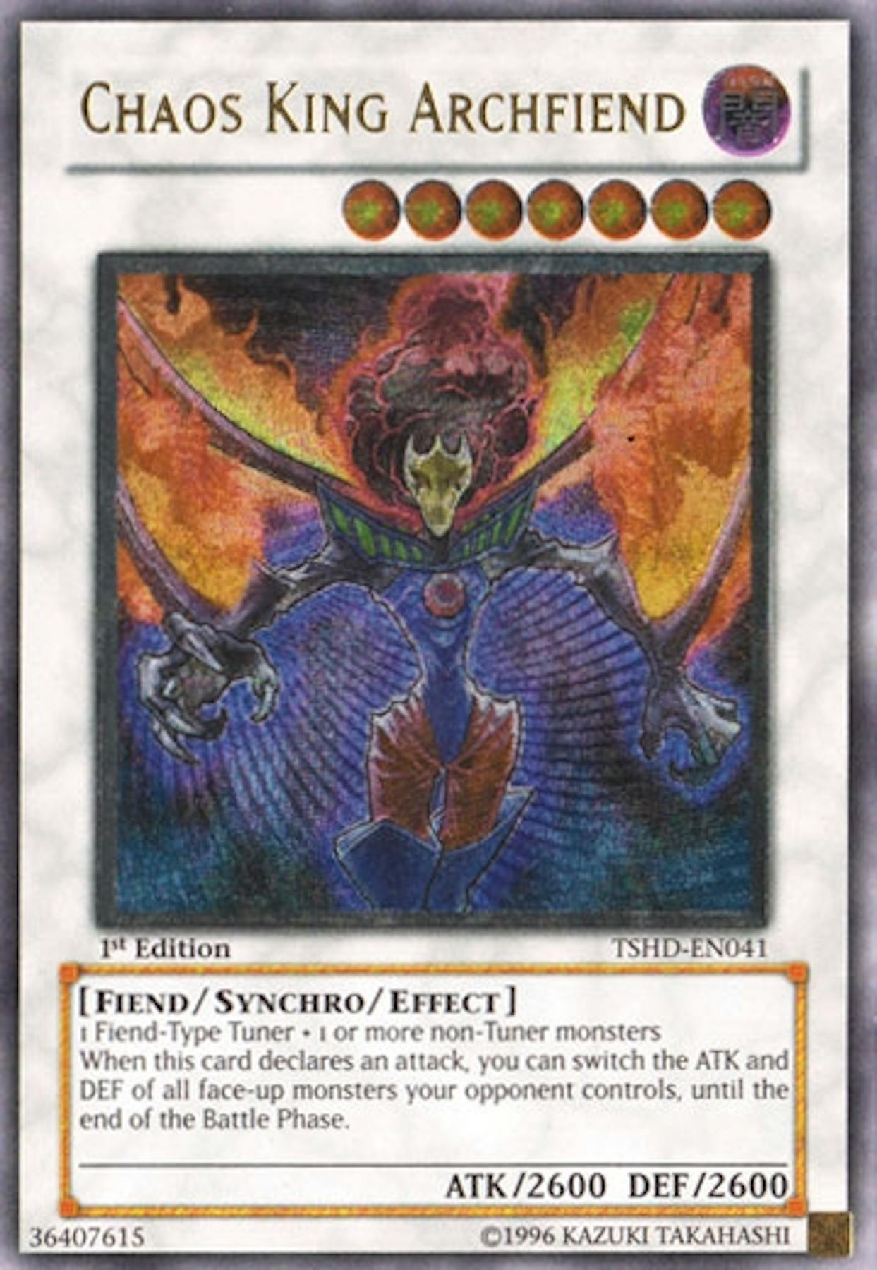 Yu-Gi-Oh The Shining Darkness 1st Edition Single Chaos King Archfiend